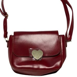 Vegan shoulder crossbody bag deep red NWOT